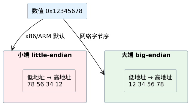 C 语言字节序与位操作 示意图