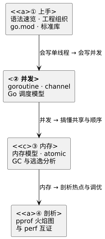 Go 实战入门:从语法到并发、内存模型与性能剖析 示意图 Go 实战入门:从语法到并发、内存模型与性能剖析 示意图